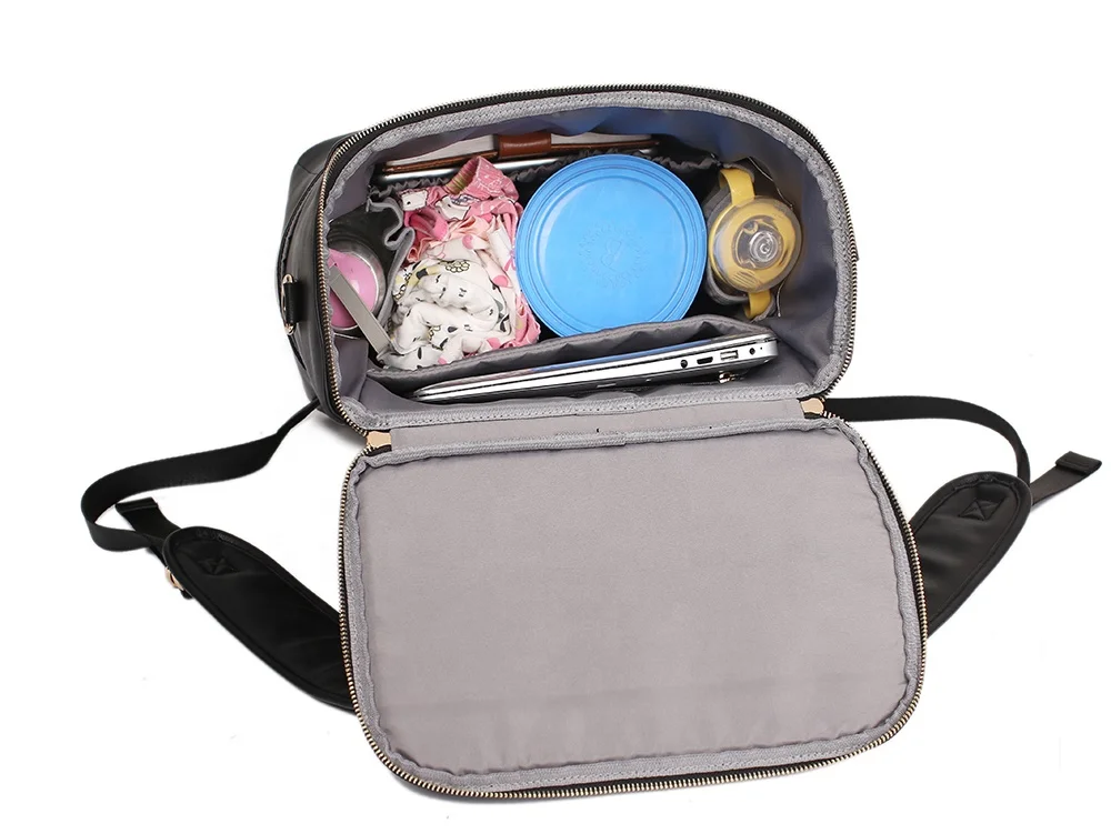 scratch-proof vegan leather diaper bags large capacity baby bags included changing mat and stroller straps