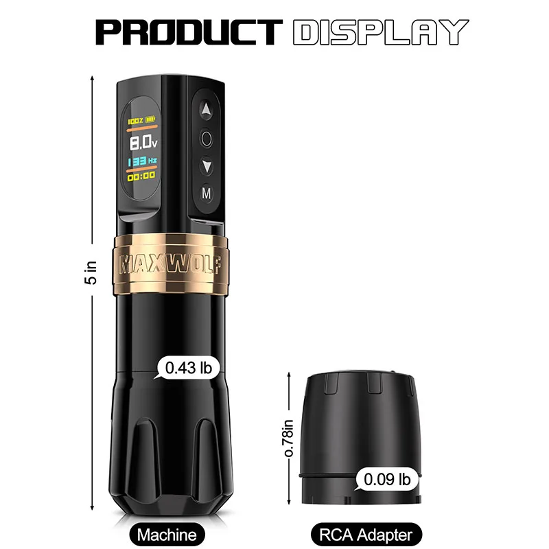 Professional Maxwolf Portable Electric Maquina De Tatuajes Eyebrow Coreless Tattoo Gun Pen Set Rotary Wireless Tattoo Machine