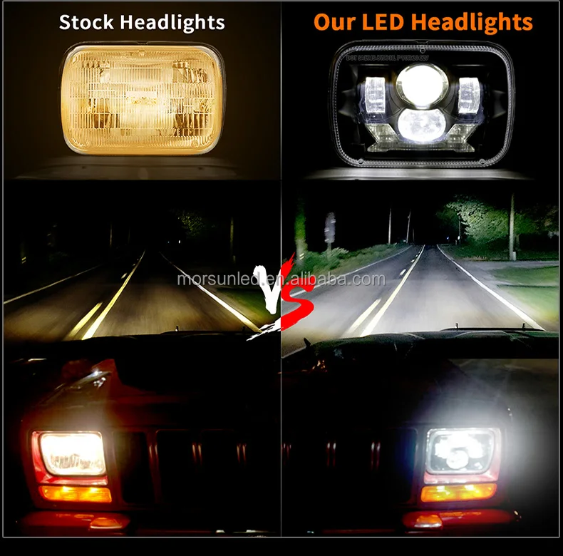 DOT Emark 5x7' inch led headlight with halo DRL Turn Signal light for Jeep accessories square led lights 12v