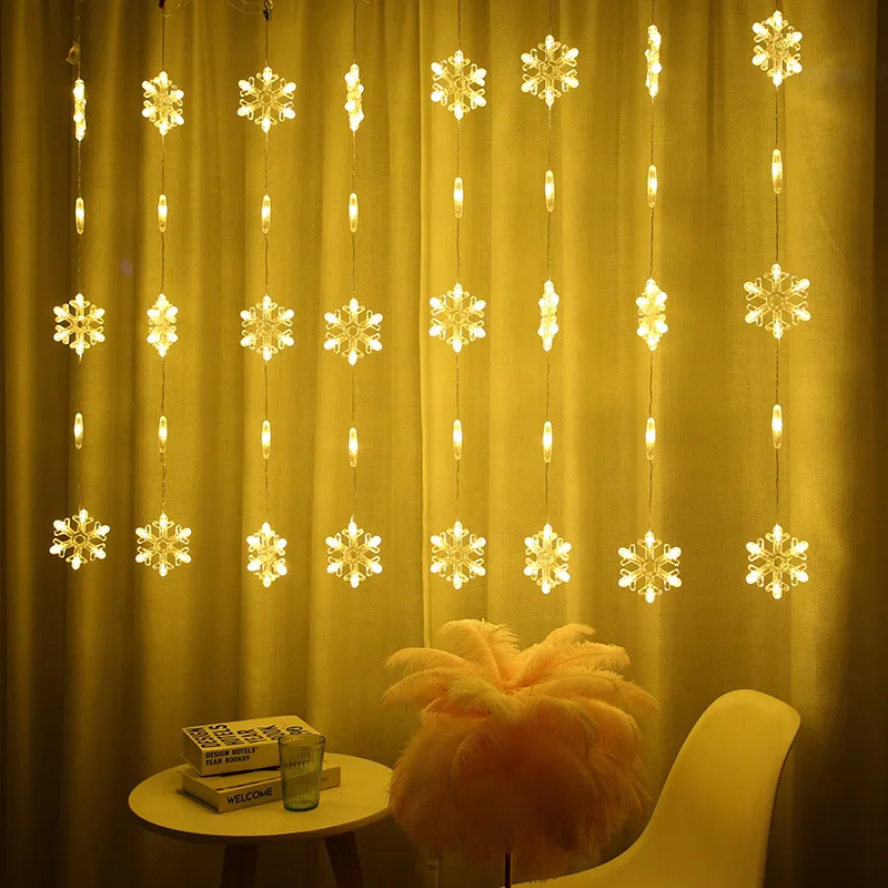 3M LED Christmas Curtain String Light LED Snowflake Garland Home Decorative Lights for Holiday