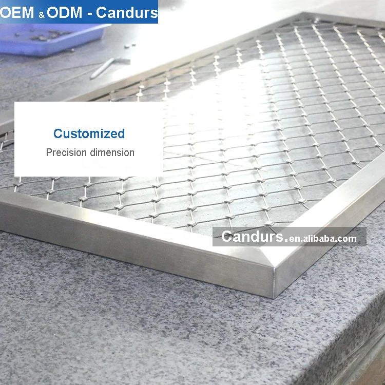 Tubular Slot Frames Stainless Steel Wire Rope Mesh Net Balustrade Panels