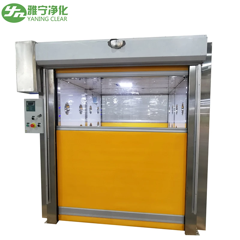 YANING Infrared Sensor PVC Roller Shutter Door HEPA Filter Goods Cargo Air Shower for Cleanroom Manufacturer