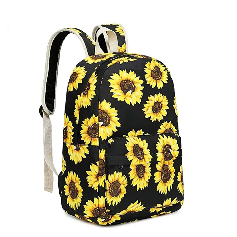 Designer Backpack For School Children Wholesale Girls Canvas Kid Sunflower Backpack Set And Lunch Bag