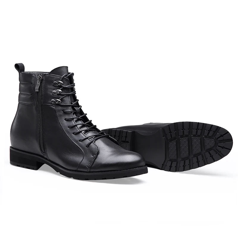 Factory wholesale Elevator shoes for men height increasing shoes winter boots for men Lace-Up Side Zip Snow Boots