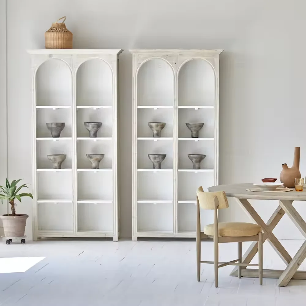 Mediterranean Style Wabi Sabi Recycled Pine Furniture Natural Wood Cabinets Display Cabinet for Living Room