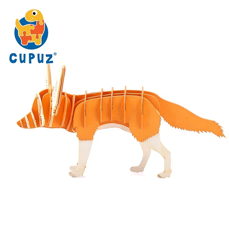 CUPUZ 3D Wild Animals Cardboard Puzzle Toys-Fennec Fox Bat-eared Fox DIY Animal Paper Craft Model Kit