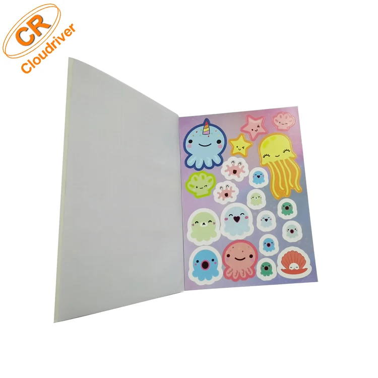 Custom Printed Decoration Colorful Scrapbook A6 Paper Sticker Book Kids Planner Stickers Sheets Book