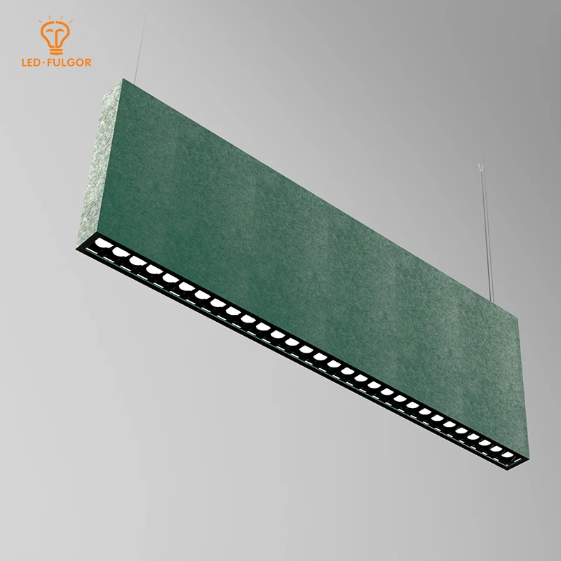Linear design fireproof DALI dimmable led pendant office Absorber Acoustic Light Fixture