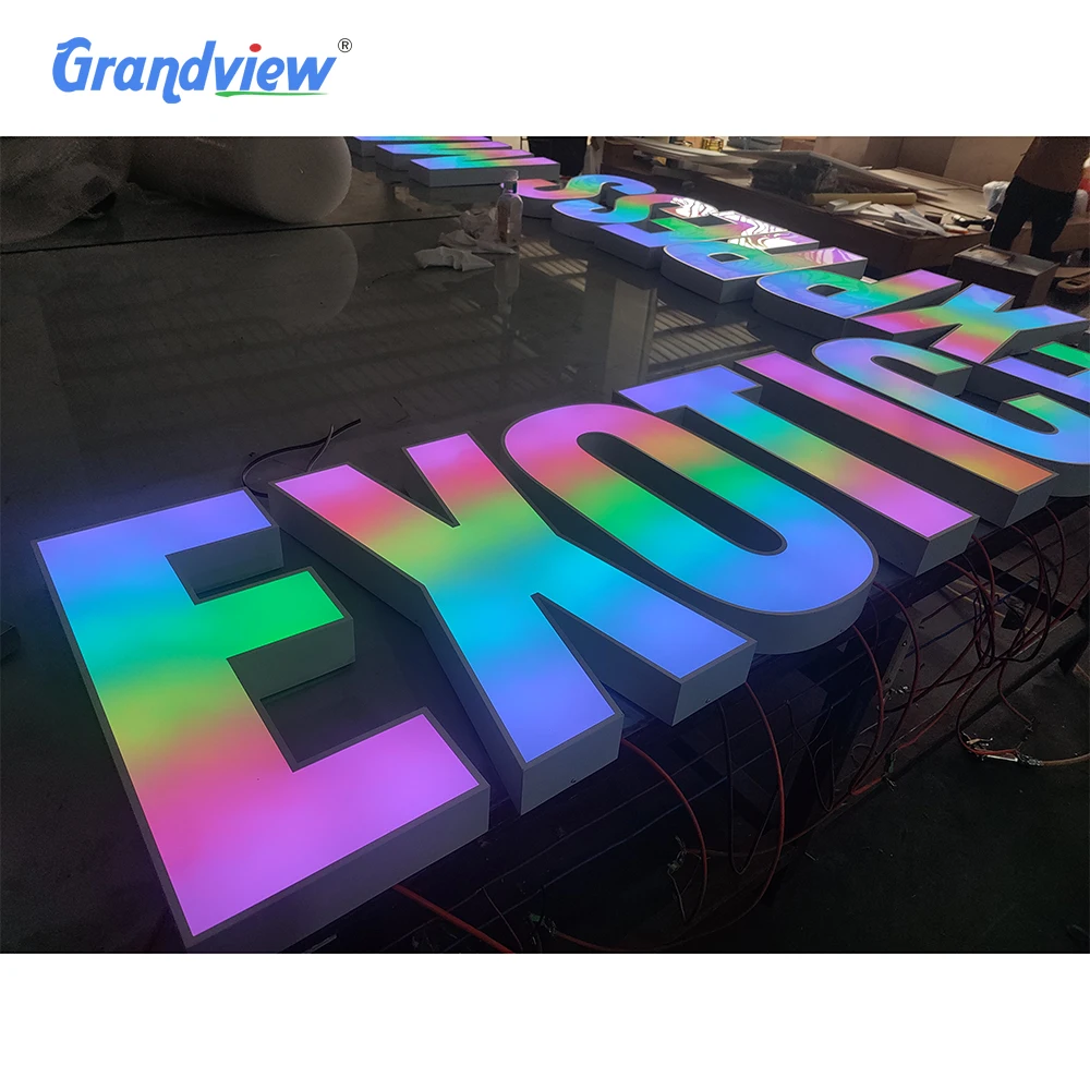 Custom Backlit Letters Sign Outdoor Business Acrylic Signage 3d Logo full color rgb led channel letter sign for Shop