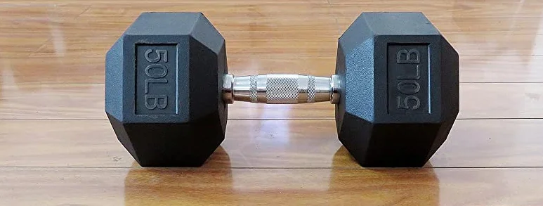 Hex Rubber Dumbbell with Metal Handles Exercise Heavy Workout Dumbbells Workout Weights