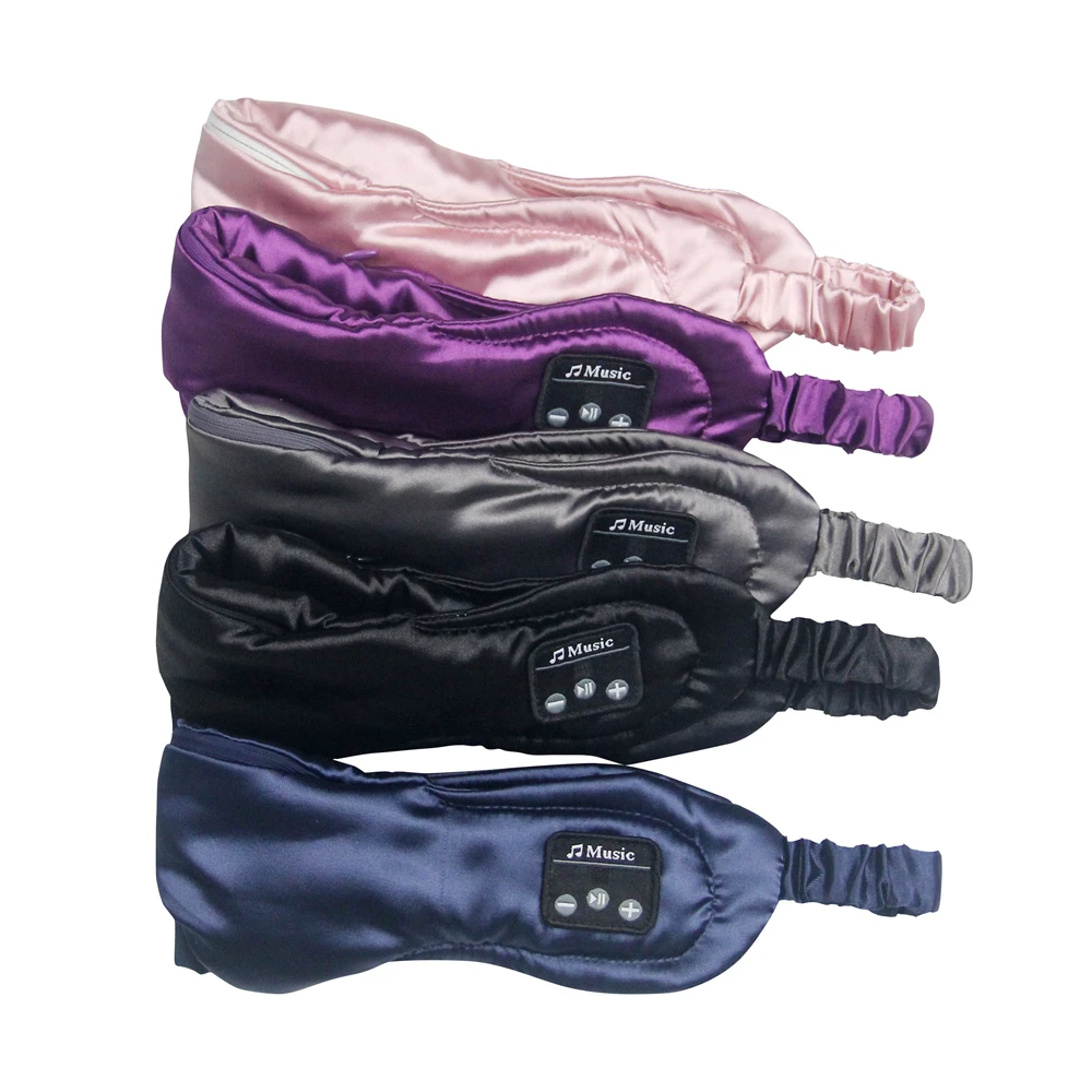 Hot selling new silk bluetooth Sleeping Headphones Thin Soft Elastic Comfortable Side Sleeper Wireless Music Headphones Eye Mask
