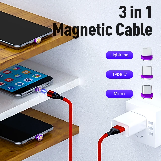  3 А магнитный USB-кабель в 1 для быстрой зарядки мобильного телефона Iphone Micro USB