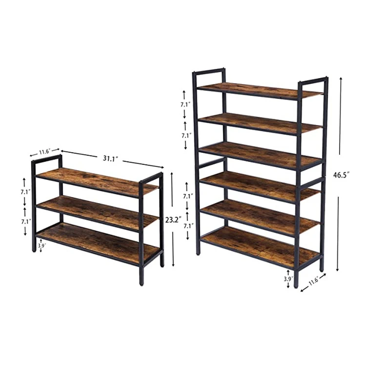 
Three tier stackable Industrial durable easy assembly closet shoe rack wooden 