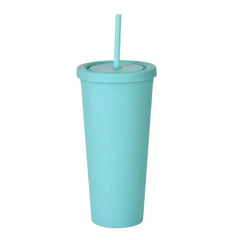 Factory Outlet Double Plastic Straw Cup 24OZ Handy Drink Cup