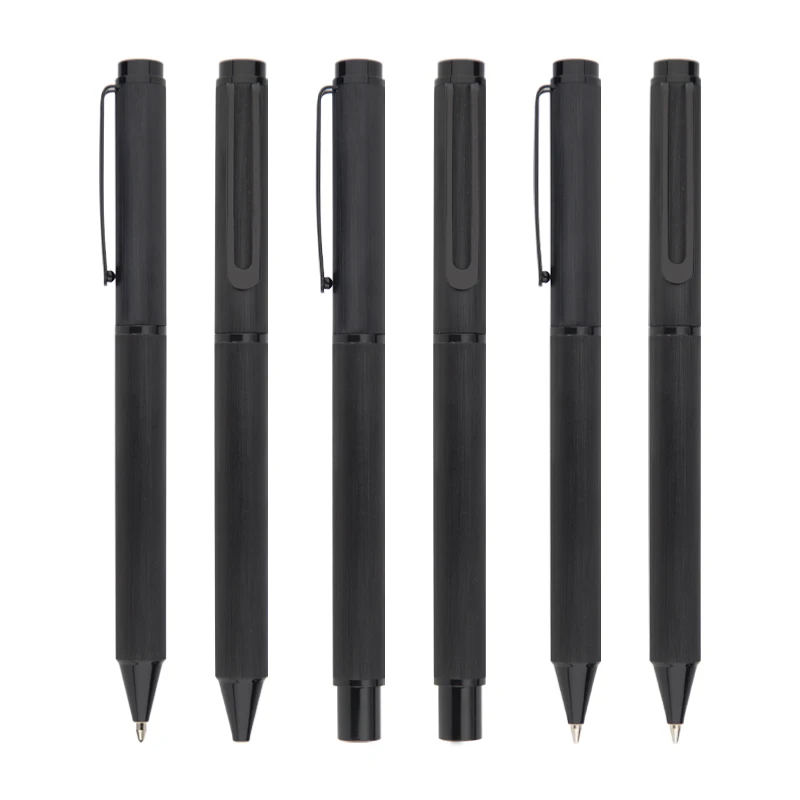Black Brushed Aluminum Pen Custom Matte Finish Black Ballpoints / Roller Pens / Mechanical Pencil