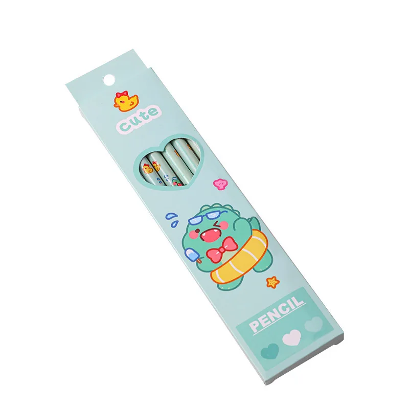 Wholesale 6 Pcs Cute Animal Package HB Pencil Stationery School Kids Printed Wooden Standard Pencils Set