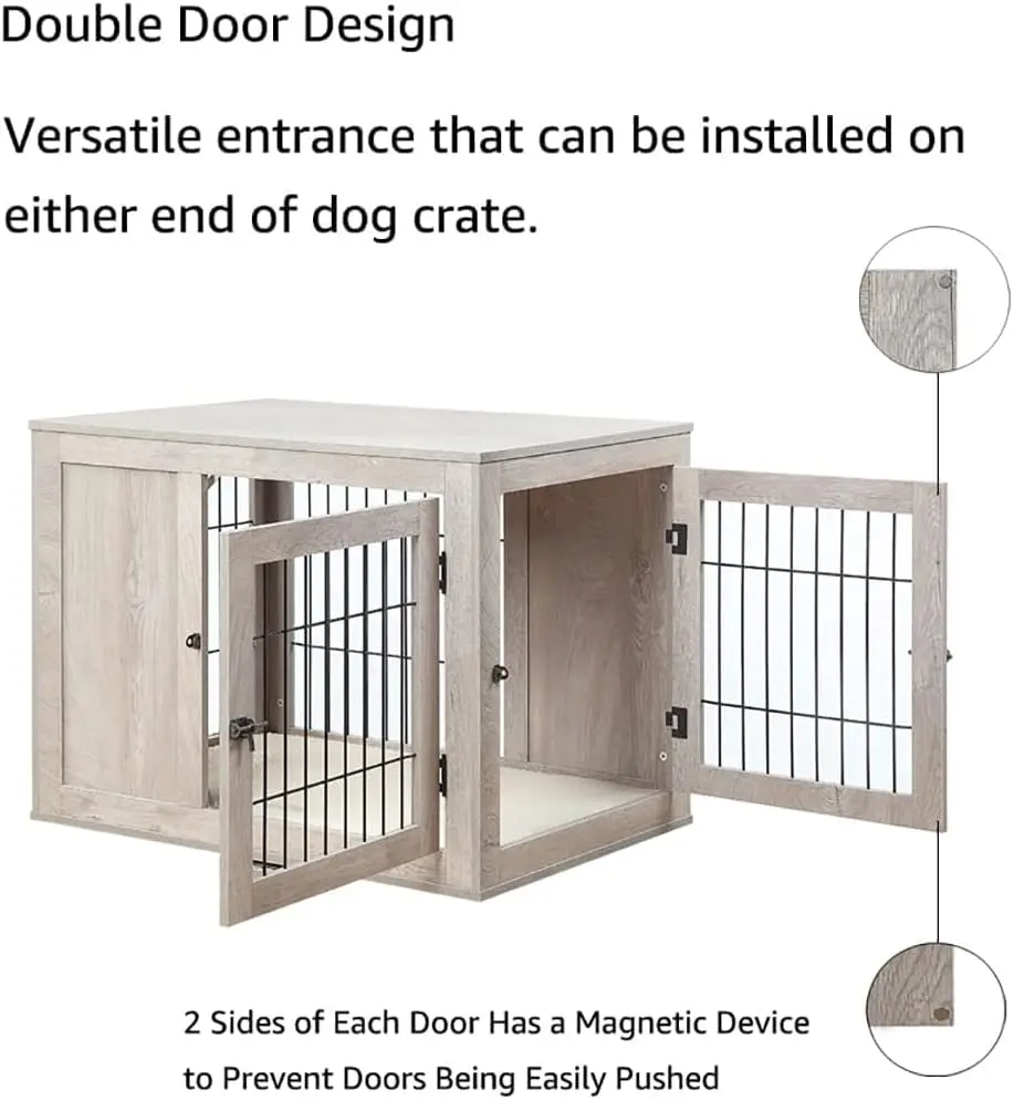 Weathered Grey Furniture Dog house Indoor Pet Kennel with Door Wood Pet House Dog Cage