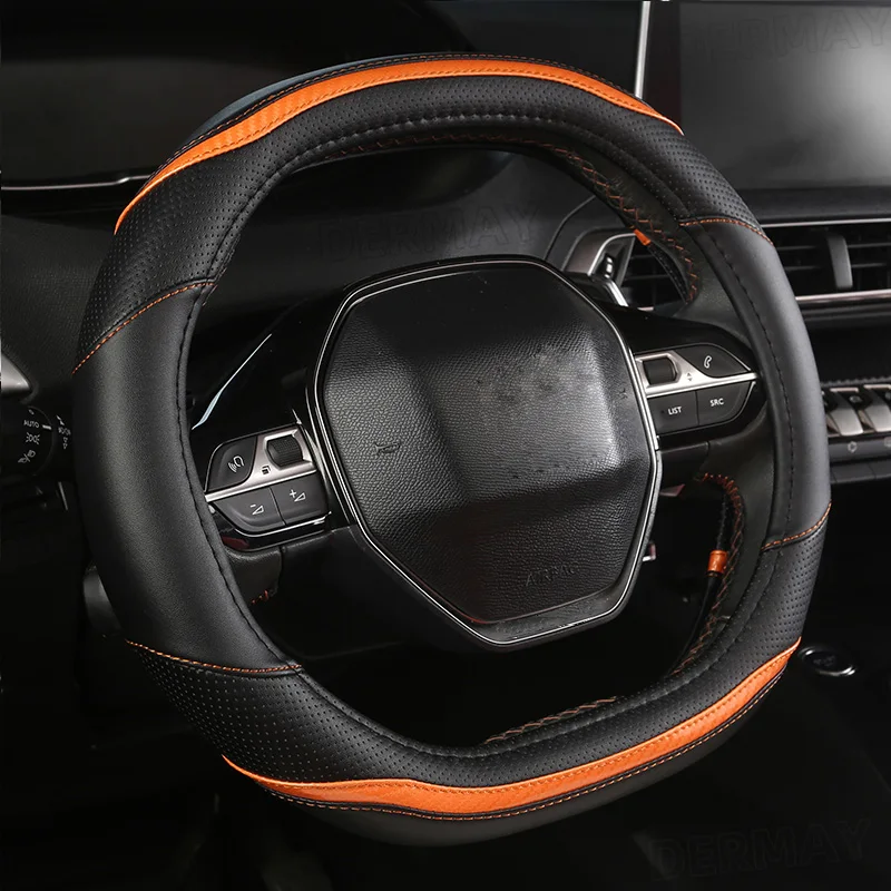 RTS for Peugeot 3008 4008 5008 car steering wheel cover carbon fiber leather interior car accessories steering wheel cover