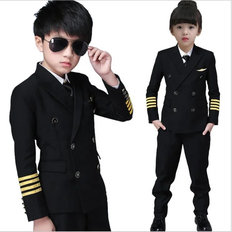 Design Cosplay Kids Airline Pilot Uniform For Performance Pilot Uniform Suit For Kids