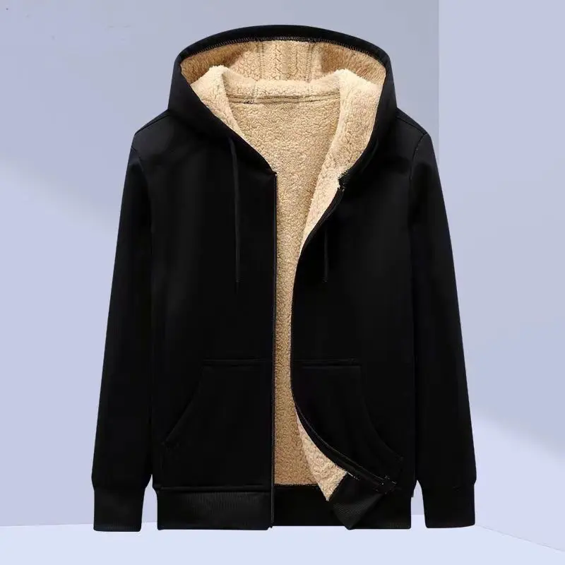 New Fashion Men Autumn Winter Hooded Long Sleeve Zipper Hoodies Sweater Solid Color Casual Fleece Thicken Warm Casual Hoodies