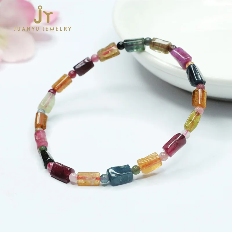 Wholesale precious stone jewelry crystals jade tourmaline Beaded Bracelets  handmade gemstones luxury jewelry  Crystal Beads