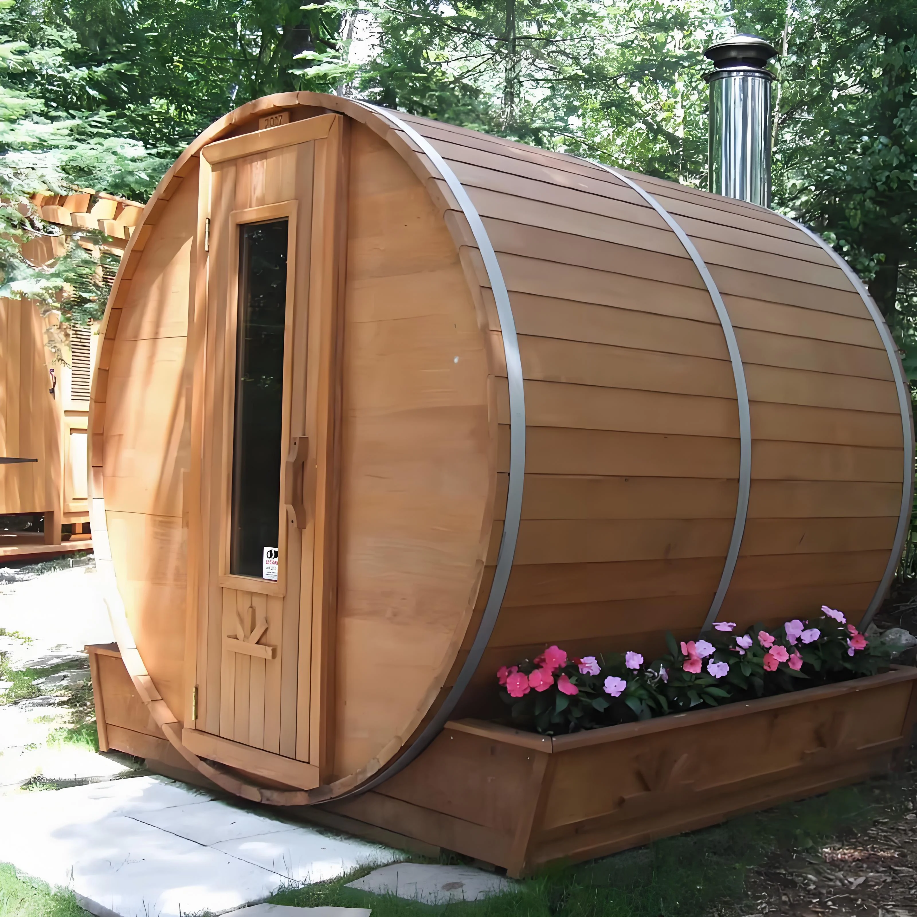 Factory direct sales Russian style outdoor cedar barrel sauna room