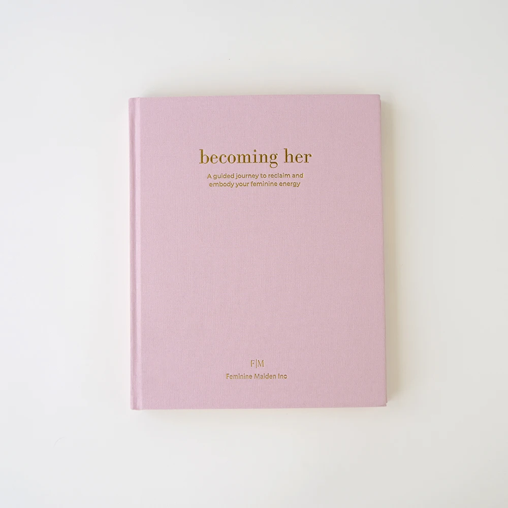 Custom A5 Daily Energy Journal Fabric Linen Hard Cover Business Pink Notebook Planner For Women