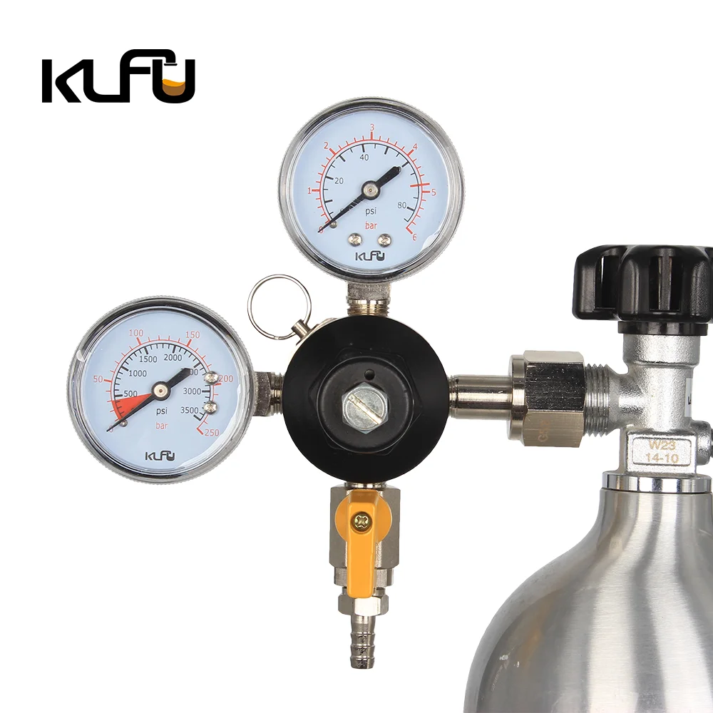 
CO2 Dual Gauge Pressure Regulator with3/8' Barbed Shutt off Valve Homebrew CO2 Beer Regulator, 0~3500psi, 0~60psi 