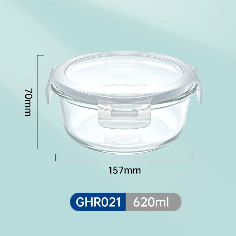 Manufacturer Lunch Tempered Airtight Camping Travel High Borosilicate Glass Serving Salad Storage Bowl with Lock For Kitchen