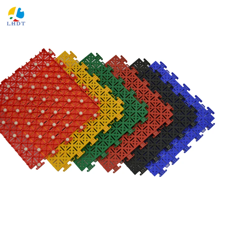 Interlock plastic outdoor sports flooring backyard decking tiles with cushions and court lines