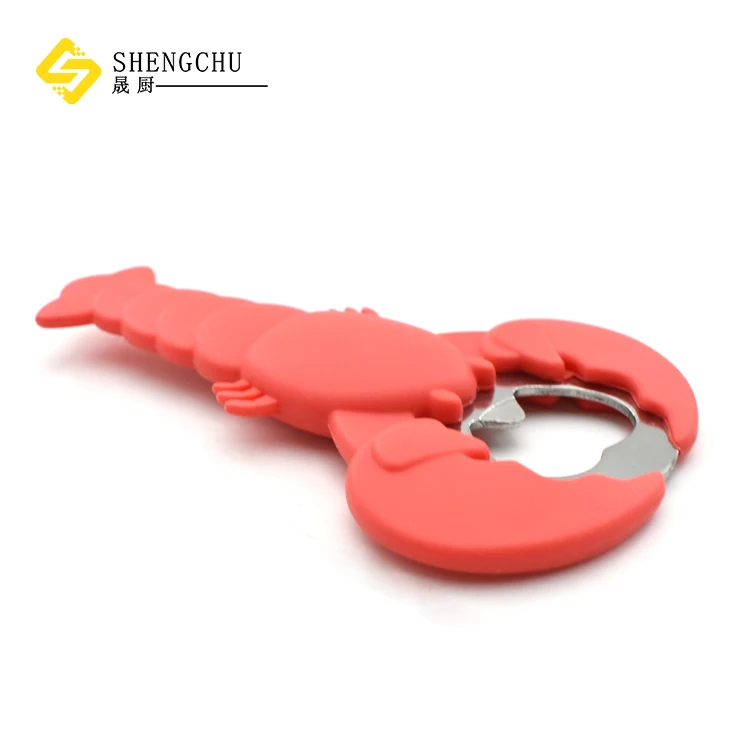 Wholesale Silicone Lobster Beer Opener 3D Rubber Cartoon Beer bottle Opener for gift promotion