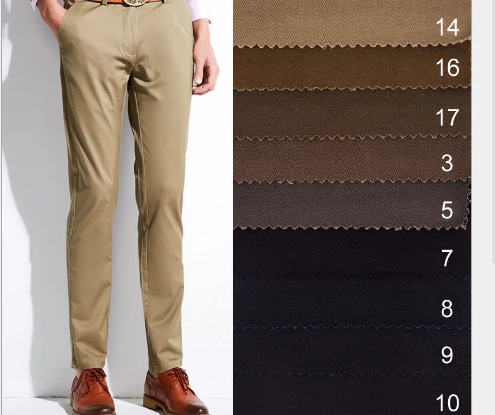 Good quality cotton spandex fabric roll woven textiles 97 cotton 3 spandex twill men pants fabric