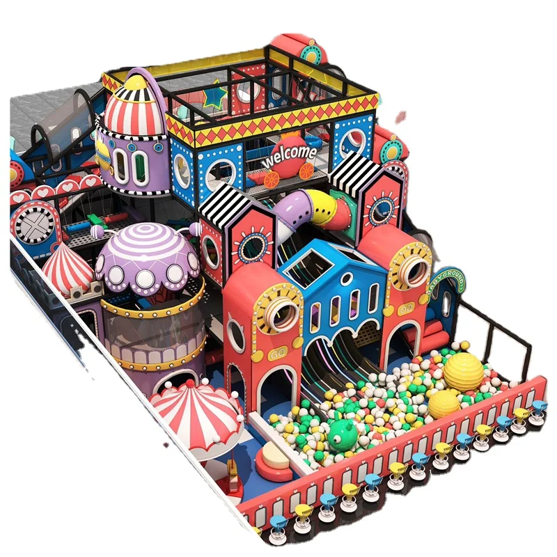 Pokiddo Custom Design Indoor playground trampoline park with Laser Tag Gun battle game for kids adults Tram mazepoline park maze