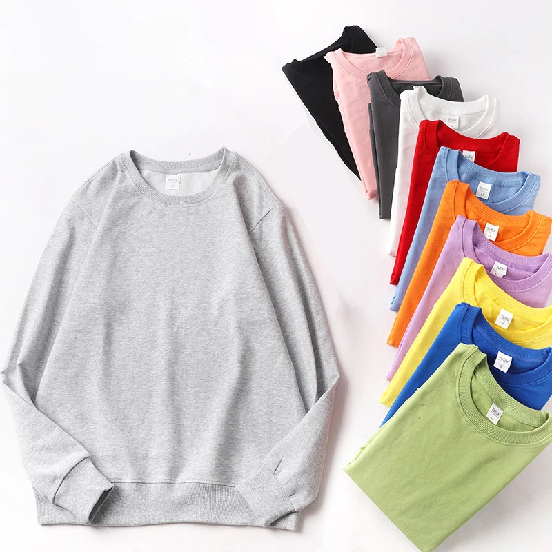 Solid color 380 grams plus velvet  brand hoodie pure cotton round collar logo