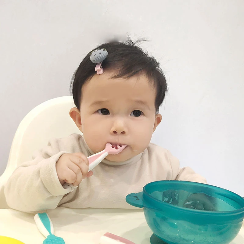 2022 new design baby spoon set foodgrade feeding spoon with soft head toddler spoon feeder