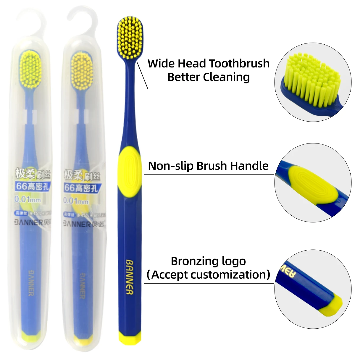 Ручная прямоугольная щетка с мягкой щетиной и дорожным чехлом