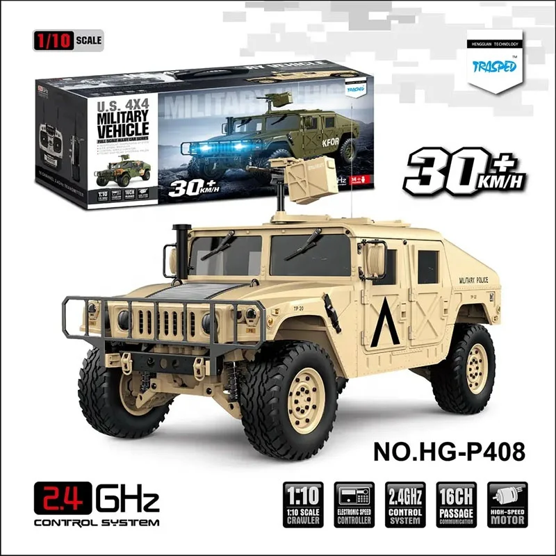 1/10 2.4G 4WD 16CH 30km/H RC Model Car U.S.4X4 Military Vehicle Truck HG P408  without Battery Charger