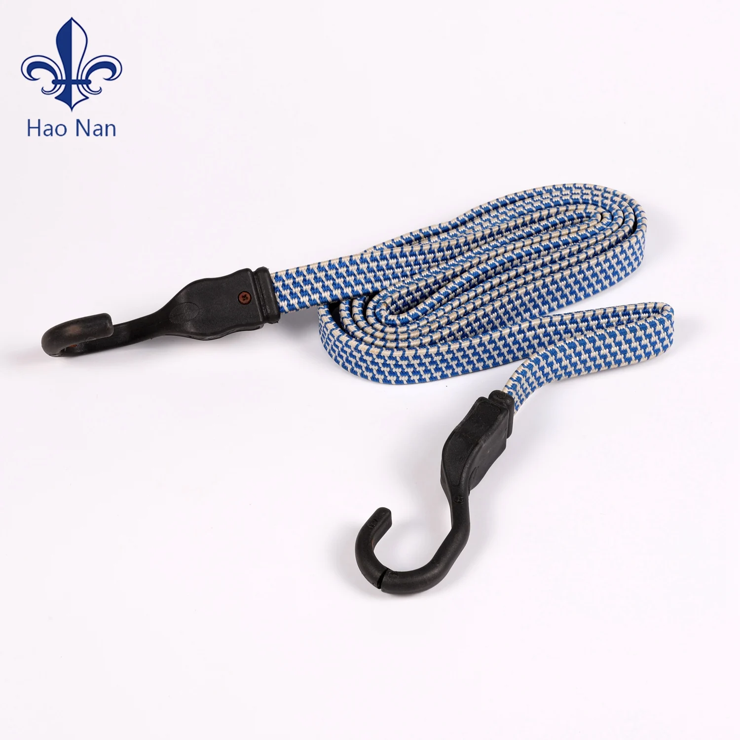 OEM Custom Flat Elastic bungee fitness cord with plastic metal hooks