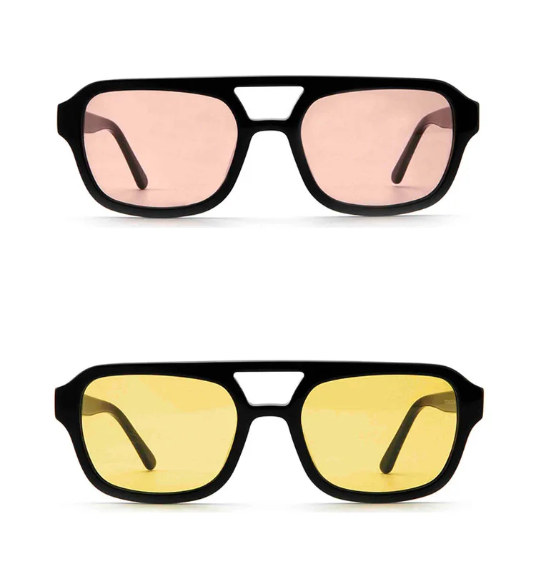 New Trending Retro Classic Double Bridge Oversized Acetate Sunglasses For Women Custom Logo Designer Sun Glasses