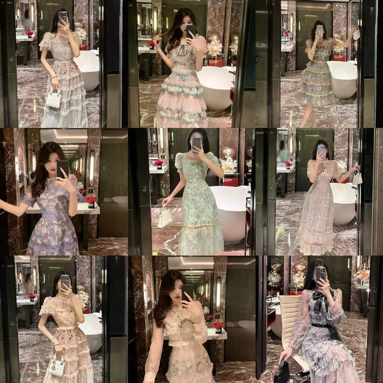 2024 new French crochet patterned mesh mesh celebrity dress