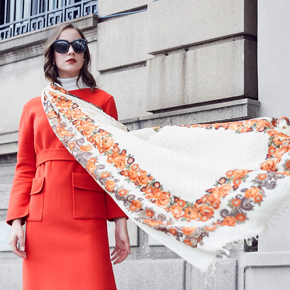 Manxiang Handmade Fashion Designer Shawl Poncho Printing Silk Scarf Luxury