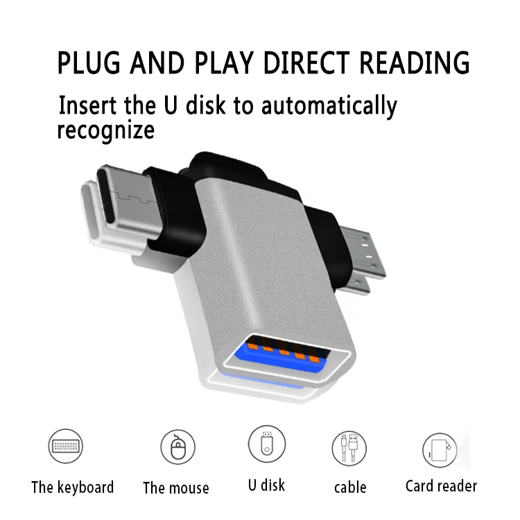 2 в 1 USB-кабель Otg адаптеры подключение флеш-накопителя клавиатуры мыши микрофона Micro USB Type-C OTG телефона