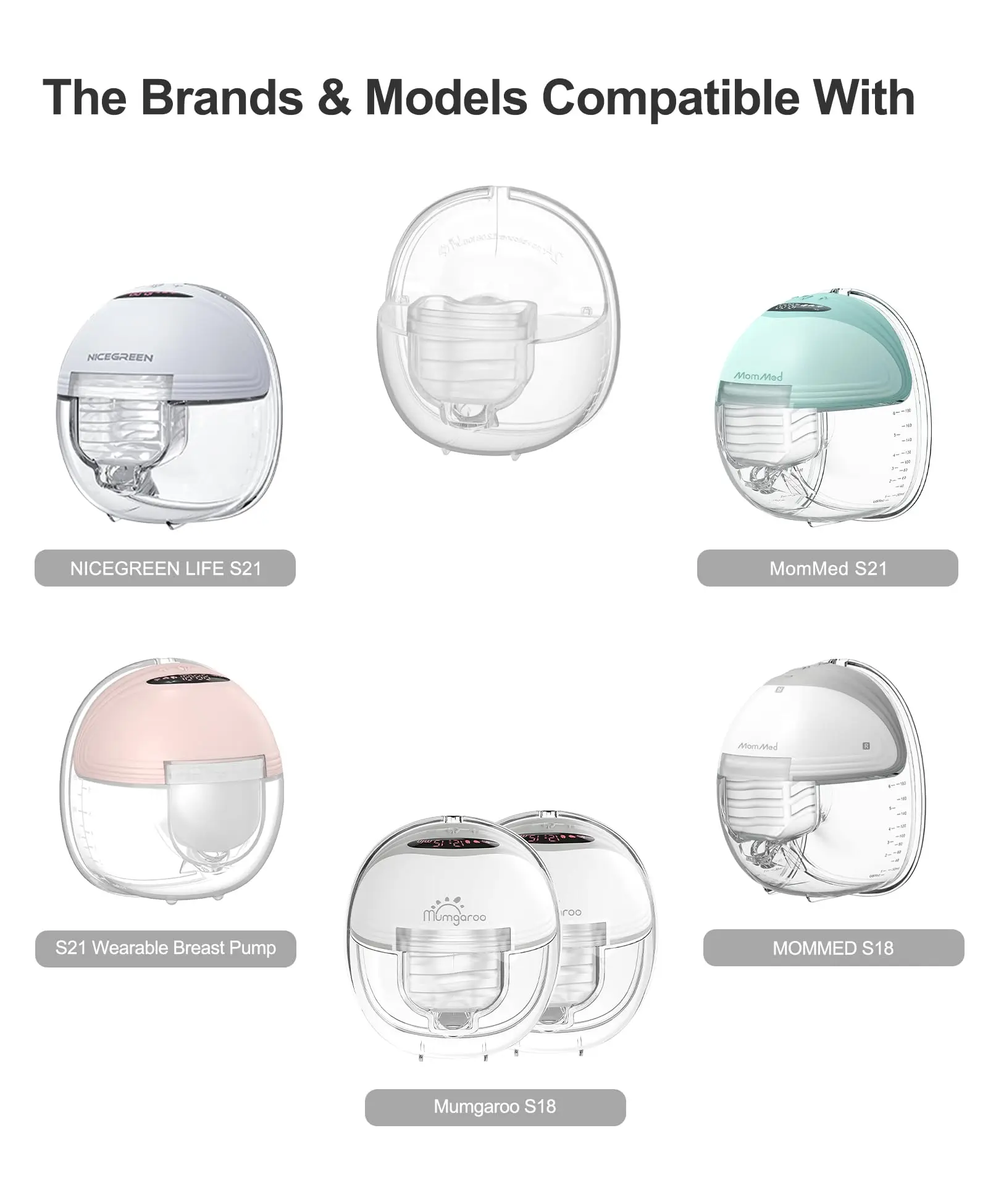 Wearable Breast Pump Replacement Parts Compatible with S18 S21 Duckbill Valve Silicone Diaphragm Flange Breast Pump Accessories