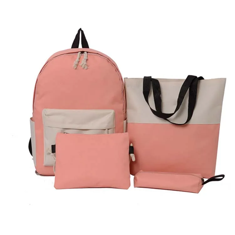 Hot selling custom college backpack girls new style 4 piece school bags set for girls student