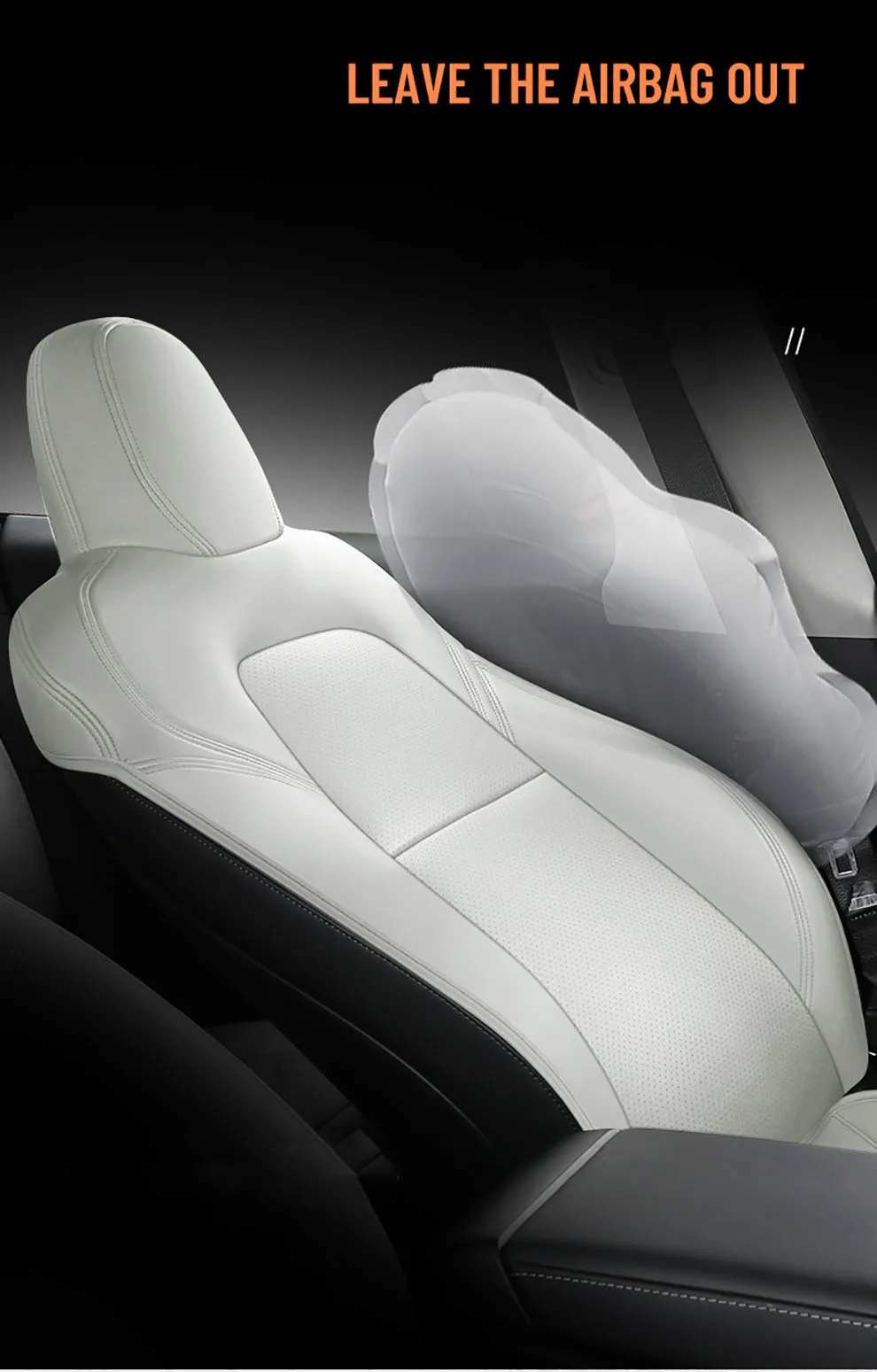 Sports Style  PU Leather Car Seat Covers Full Set Protector for Tesla Model3