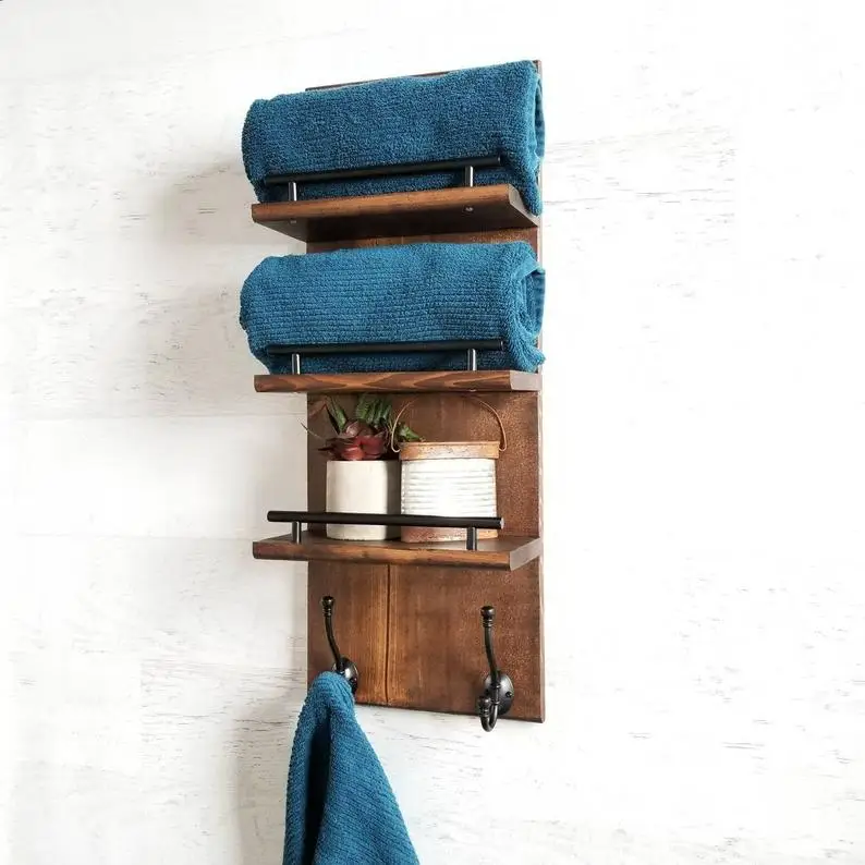 
3 Tier Bathroom Floating Shelf Organizer, Bath Towel Rack, Towel Holder Bathroom Shelf 