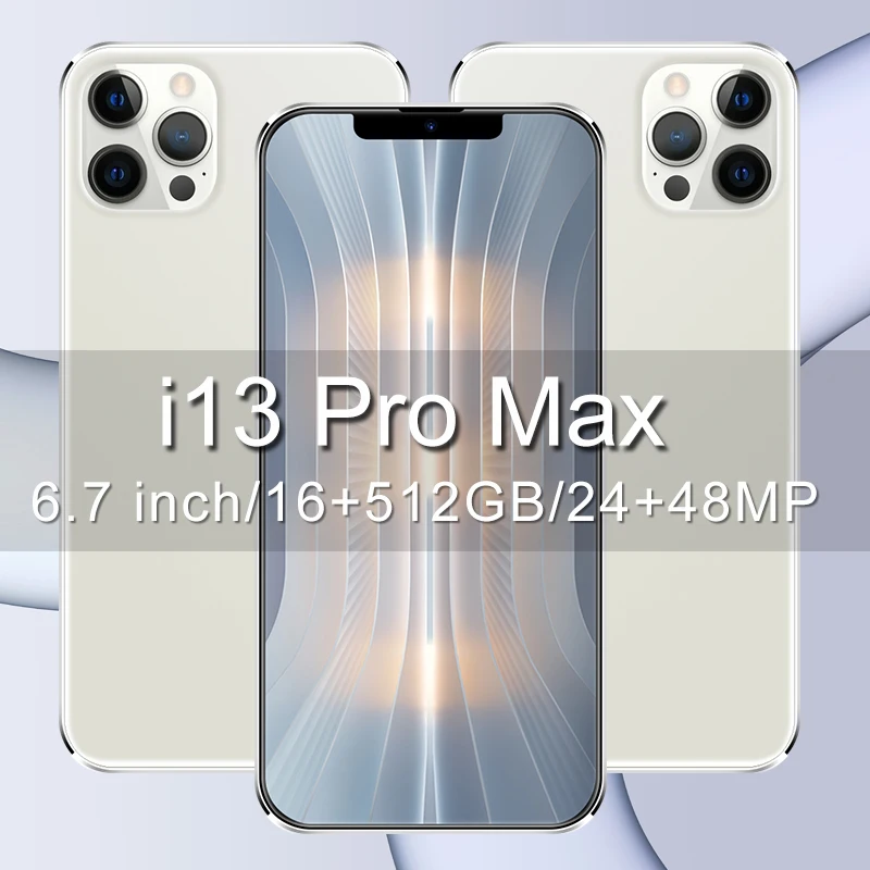 Смартфон I13 Pro Max + 6 7 дюйма 12 512 ГБ Android 10 ядер 5g Let Phone 3 камера распознавание лица разблокированная версия мобильного