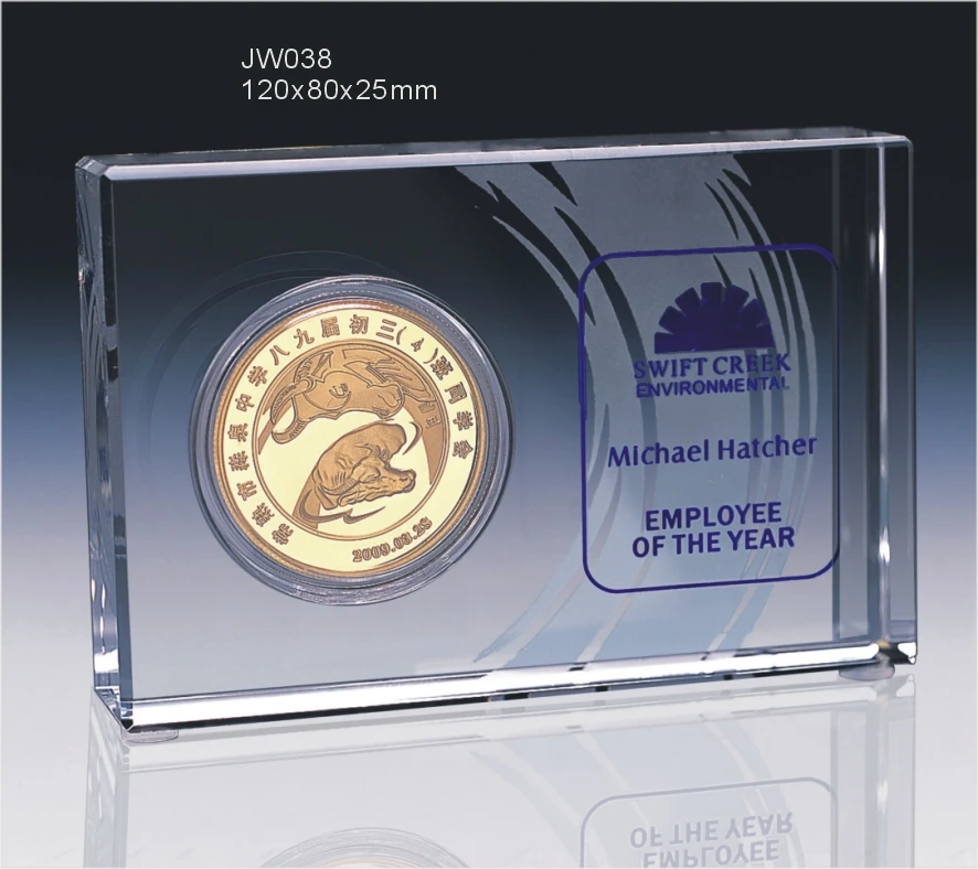 Crystal trophy plate 3D laser engraving