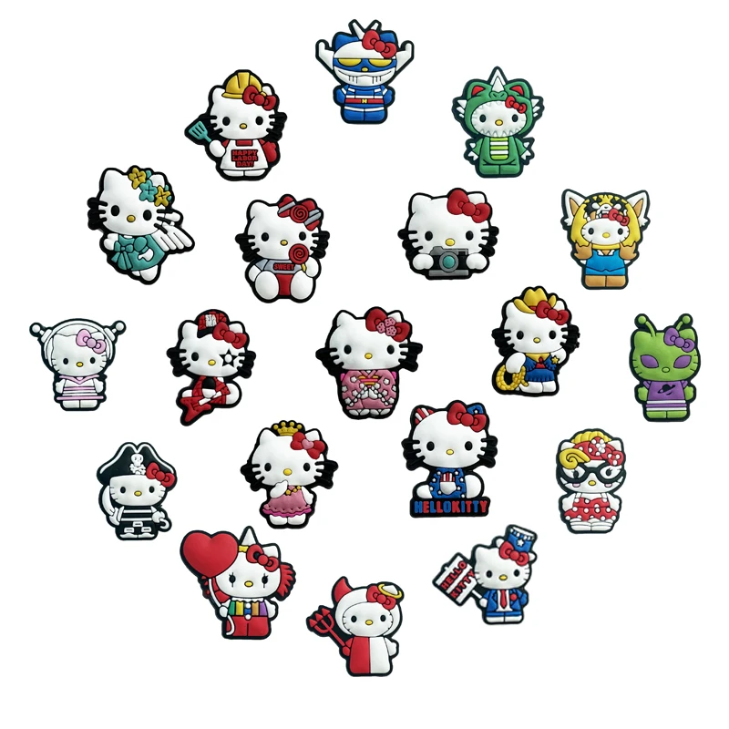 HOT SALE high quality HelloKitty soft PVC shoe charms action figure bebes accesorios for clog shoes