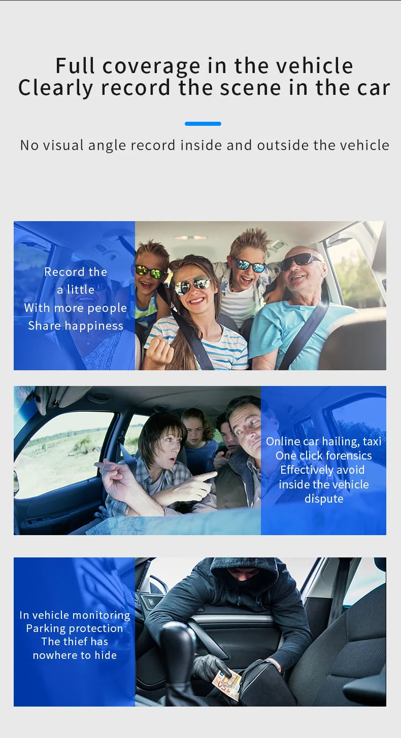 Car Dvr 3 Channel car Dash Camera 1080p Front Inner Back m800 3 channel dash cam Dashboard Camera for car